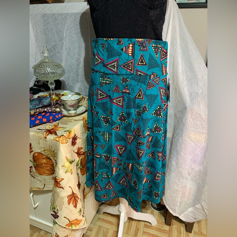 Lularoe Azure Teal Geometric Skirt